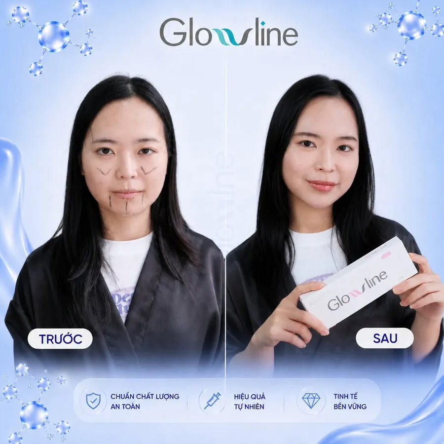 Trước và sau điều trị với Glowline, trường hợp 2